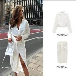 Zara Skirt With Knot Skirts Zara Woman Nwt Ss22 Ecru Linen